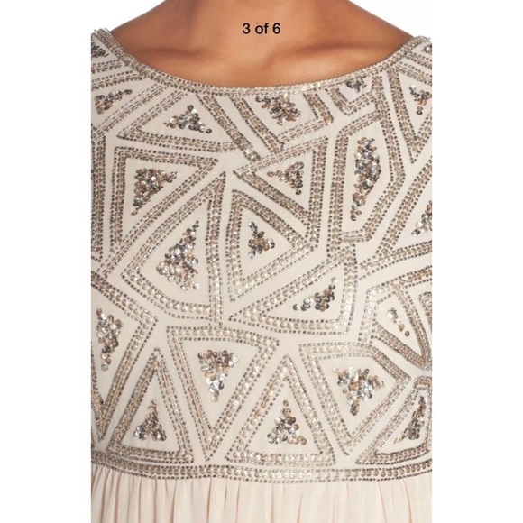 Adrianna-Papell top beaded V-Back sleeveless long gown - Picture 6 of 9